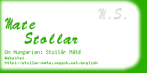 mate stollar business card